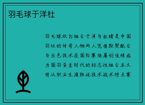 羽毛球于洋杜